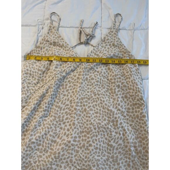 Gap Beige Linen Blend Midi Dress Tank Cheetah Leopard Beige Tan Cream Women's 10 - Picture 5 of 9